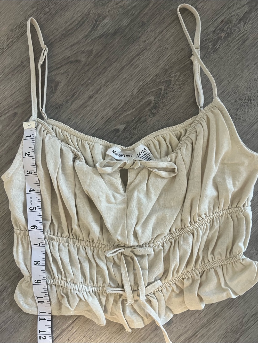 Cream Ruched Drawstring Cami Top - Picture 8 of 8
